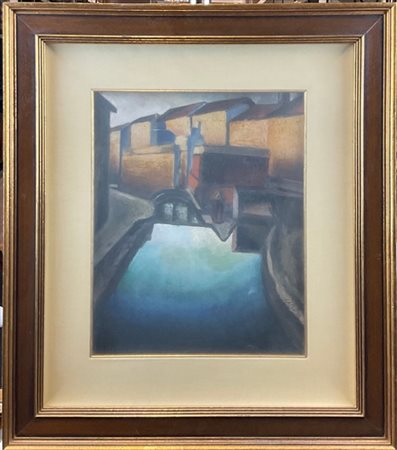 Aligi Sassu "Paesaggio milanese" 1929
olio su cartone pressato
cm 40x31,5
firmat