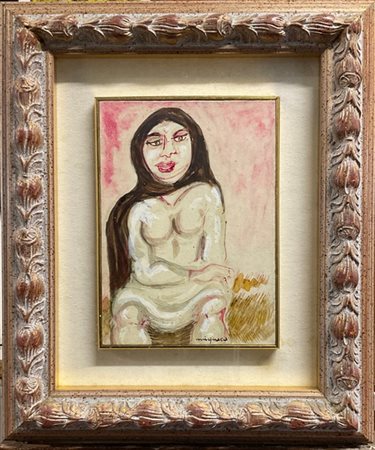 Giuseppe Migneco "Senza titolo" 
acquerello su carta intelata
cm 29,5x21
firmato