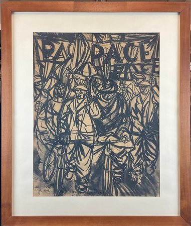 Giuseppe Zigaina "Braccianti in difesa della pace" 1950
tecnica mista su carta
c