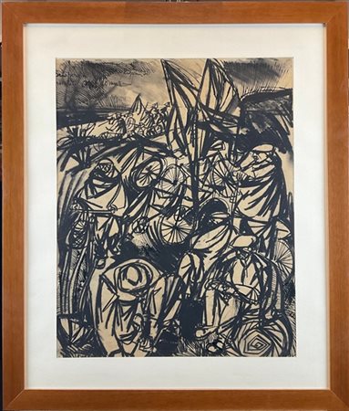 Giuseppe Zigaina "Sciopero" 1950
china e carboncino su carta
cm 56x45
firmata, d