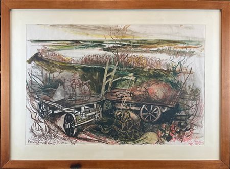 Giuseppe Zigaina "Paesaggio" 1954
tecnica mista su carta
cm 49x72,5
titolato, da