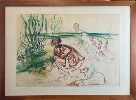 Giuseppe Zigaina "Studio per "Erba ai conigli" 1953
tecnica mista su carta
cm 49