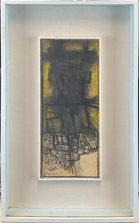 Giuseppe Zigaina "Senza titolo" 1962
pastelli su cartoncino applicato su masonit