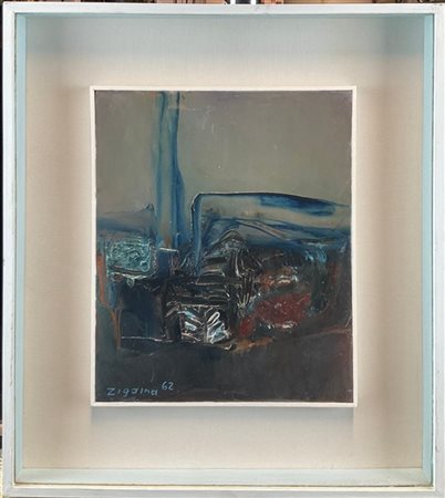 Giuseppe Zigaina "Senza titolo" 1962
olio su masonite
cm 28,5x23
firmato e datat