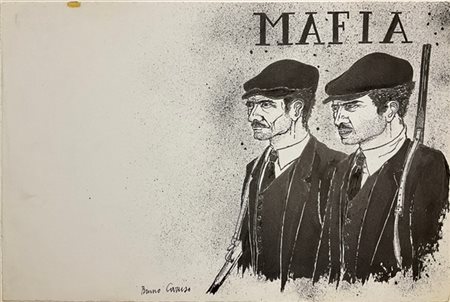 BRUNO CARUSO "La Mafia" 1960
china su carta
cm 34,5x51,5
Firmato in basso al cen