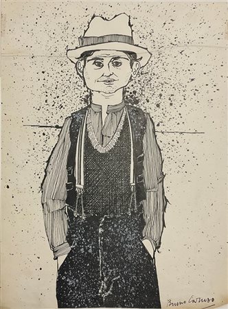 BRUNO CARUSO "Senza Titolo" 
china e tecnica mista su carta
cm 32,5x25
Firmato i