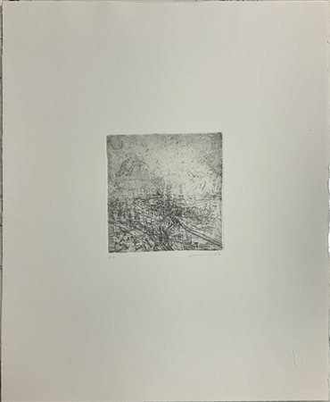 Gianfranco Ferroni "Città - Inverno" 1957
acquaforte - prova d'artista
(lastra c