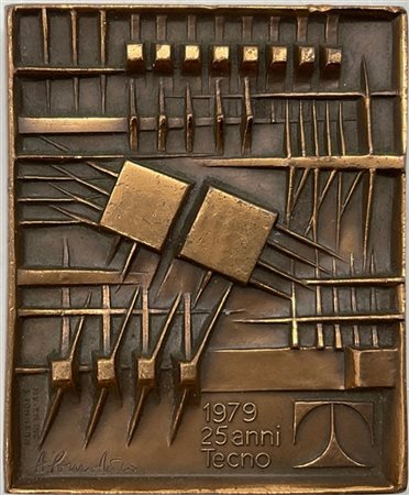 Arnaldo Pomodoro "Medaglia per Tecno" 1979
bronzo
cm 6,5x5
coniazione, Stabilime