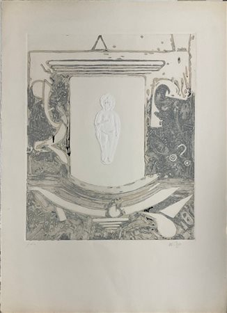 LUCIO DEL PEZZO "Decàlogue" 
acquaforte, acquatinta e collage - prova d'artista