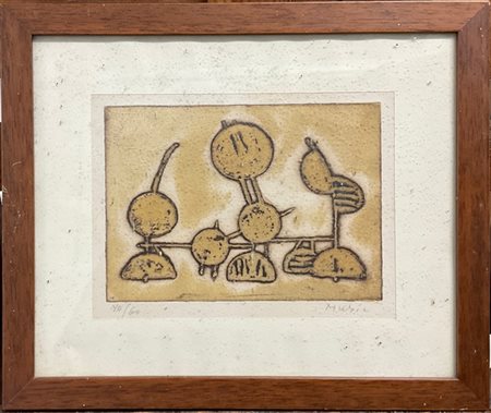 ZORAN MUSIC "Senza titolo" 
acquaforte e acquatinta a colori
lastra cm 12,8x17,7