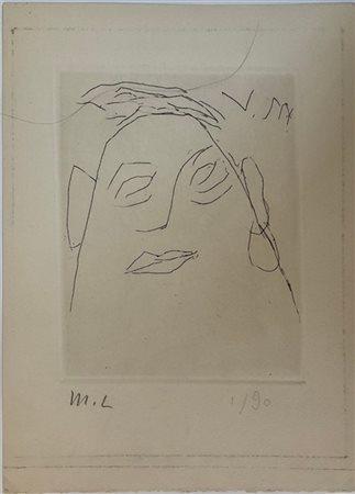 Michail Larionov "Senza titolo" 1965
acquaforte
(lastra cm 14,5x11; foglio cm 23