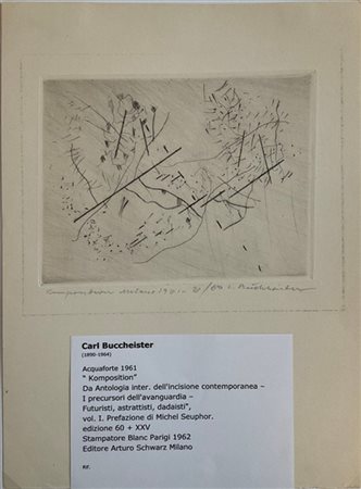 CARL BUCHHEISTER "Komposition" 1961
acquaforte
(lastra cm 11,5x14,5; foglio cm 2