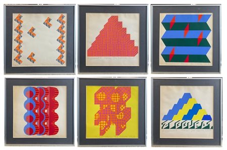 Joe Tilson "Ziggurat 2 , Ziggurat 4, T-Slot, Trio, Freeway 2, Dart" 1965
sei ser