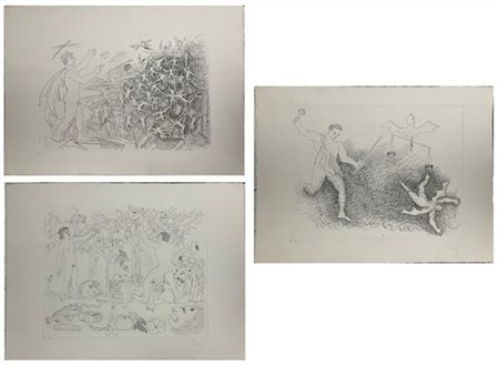 Enrico Baj "Satana e gli angeli caduti" , "Adamo ed Eva nell Eden", "Gabriele e