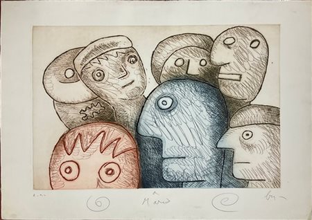 Enrico Baj "People" 1985
acquaforte e acquatinta a colori - prova d'artista
(las