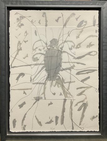 MIMMO PALADINO "Senza titolo" 
litografia e collage
cm 60,5x45,5
firmata e numer