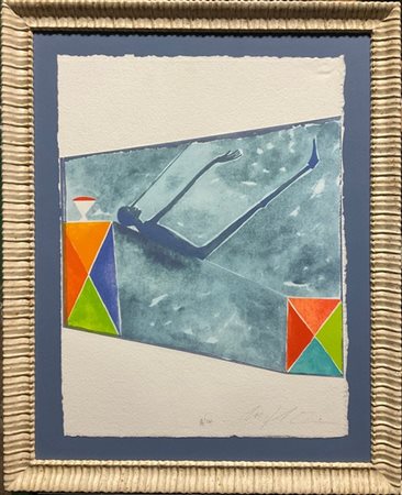 MIMMO PALADINO "Senza titolo" 
litografia e collage
cm 60,5x45,5
firmata e numer