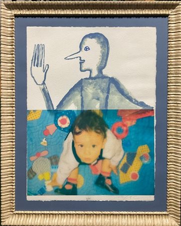 MIMMO PALADINO "Senza titolo" 
litografia e collage
cm 60,5x45,5
firmata e numer