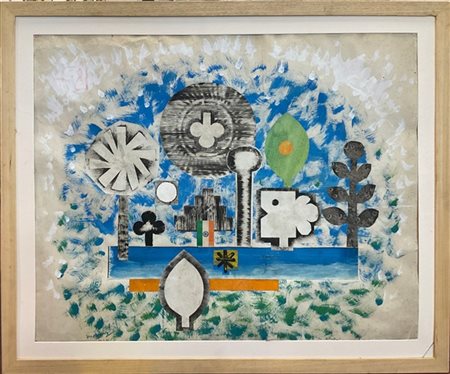 PHILLIP MARTIN "No destination" 1966
tecnica mista e collage su carta
cm 70,5x88