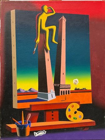 Kostabi Mark "Escape artist" 1998
olio su tela
cm 61x46
firmato e datato in bass