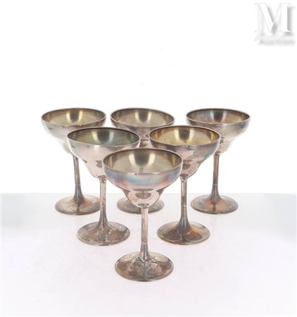 J.E. CALDWELL & Co à Philadelphie Service de 6 coupes à glace en argent...