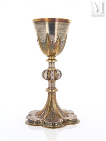 Placide POUSSIELGUE-RUSAND (1824-1889) Calice en argent et vermeil, c. 1880...