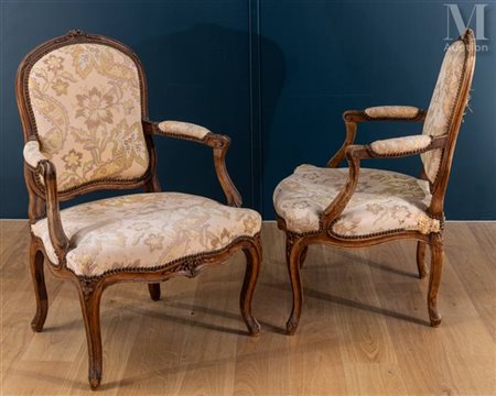 Jean-Nicolas BLANCHARD (1730-1787) Paire de fauteuils à la reine En hêtre...