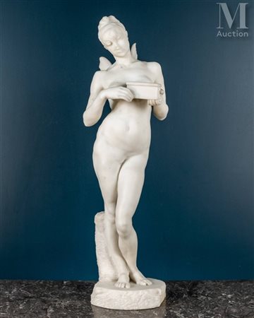 Pierre GRANET (1843-1910) Psyché Sculpture en marbre blanc, probablement de...