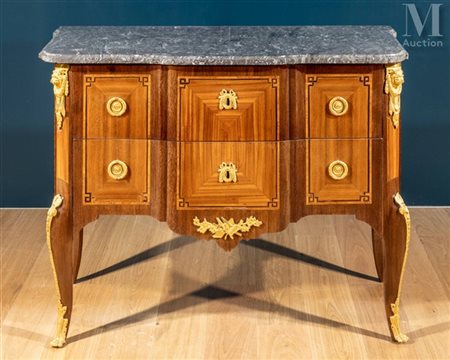François RUBESTUCK (c. 1722-1785) Commode à ressaut, c. 1760 En placage de...