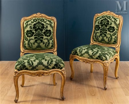 Nicolas-Quinibert FOLIOT (1706-1776) Paire de chaises à châssis, c. 1750 En...