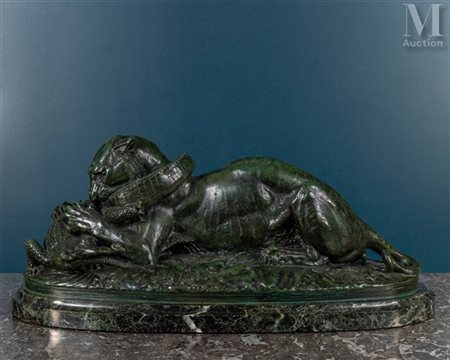 Antoine Louis BARYE (1796-1875), d'après Tigre dévorant un gavial Épreuve en...