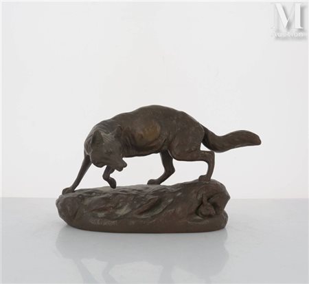 Charles MASSON (1822-1894), d'après Renard à l'affût Épreuve en bronze à...