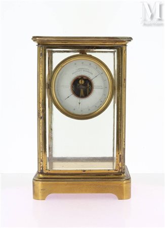 Baromètre holostérique Laiton ciselé à motif de frises de perles et de...