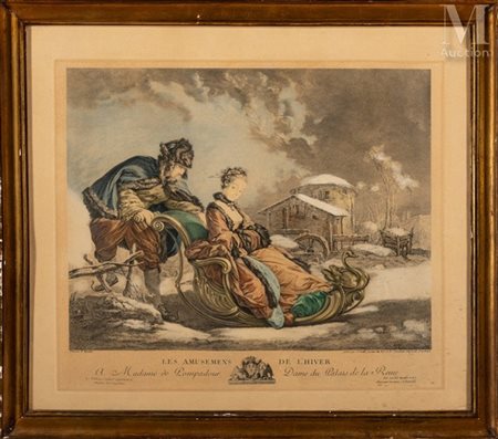Jean DAULLÉ (1703-1763), d'après François Boucher Les amusements de l'hiver...