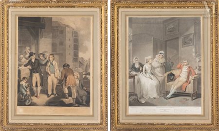 Ward d'après Henry Singleton, 1766–1839 Paire de gravures en couleurs -...