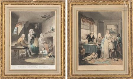 Ward d'après George MORLAND (1762/63-1804) Paire de gravures en couleurs -...