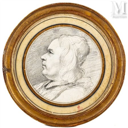 Charles Nicolas II COCHIN (1715-1790) Portrait d'ecclésiastique Crayon noir...