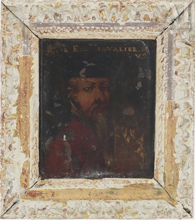 Ecole italienne du XVII ème Portrait d'homme de trois quarts Huile sur cuivre...