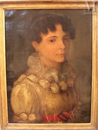Ecole française du début du XIX ème Portrait de femme Huile sur toile Signée...