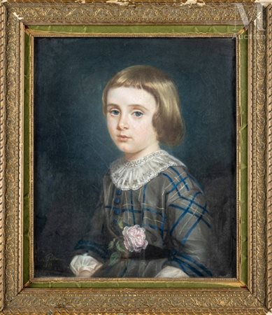 Clara POTEAU (XIX ème siècle) Portrait d'enfant, 1859 Pastel sur toile Signé...