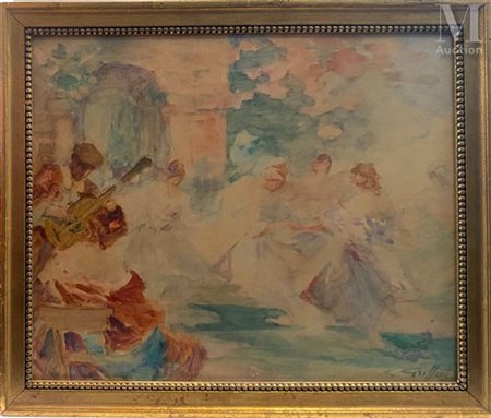 Gabriel GRIFFON (1866-1938) Le Concert Aquarelle sur papier Signée en bas à...