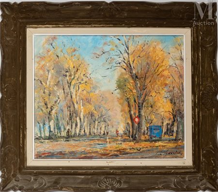 Louis Edouard GARRIDO (1893-1982) Caen, le grand cours Huile sur panneau...