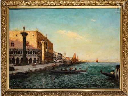 Albert Ferdinand DUPRAT (1882-1974) Venise au couchant, le Palais des Doges...