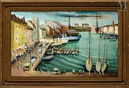 Marcel DYF (1899-1985) Port de Marseille (Pont transbordeur), 1930 Huile sur...