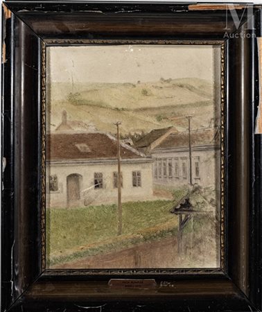 Franz RUMPLER (1848-1922) Maisons à Vienne, 1915 Huile sur panneau Etiquette...