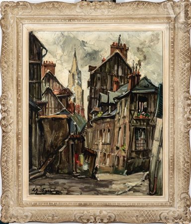 Louis Jacques VIGON (1897-1985) Rouen, vieille rue et église Saint-Nicaise...