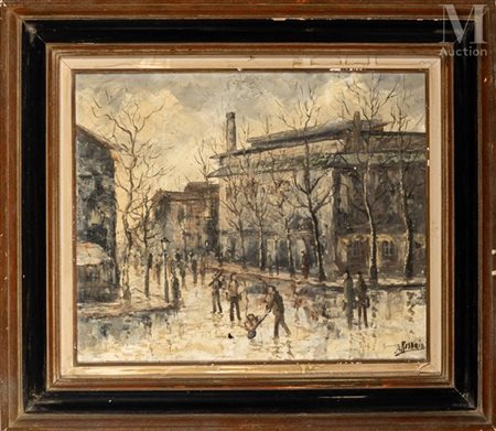 A. ROSARIO (XX ème siècle) Quartier des halles Huile sur toile Signée en bas...