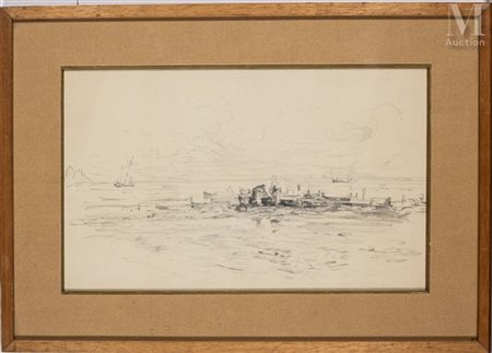 Gustave RICARD (1823-1873) - Atelier Personnages sur la grêve Mine de plomb...