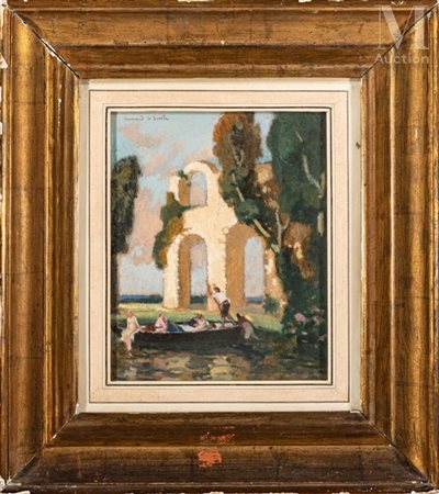 Lucien-Victor GUIRAND de SCÉVOLA (1871-1950) La Barque Huile sur carton épais...