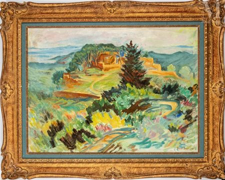 Paul BRET (1902-1956) Le vieux château. Bormes, 1948 Huile sur toile Signée...